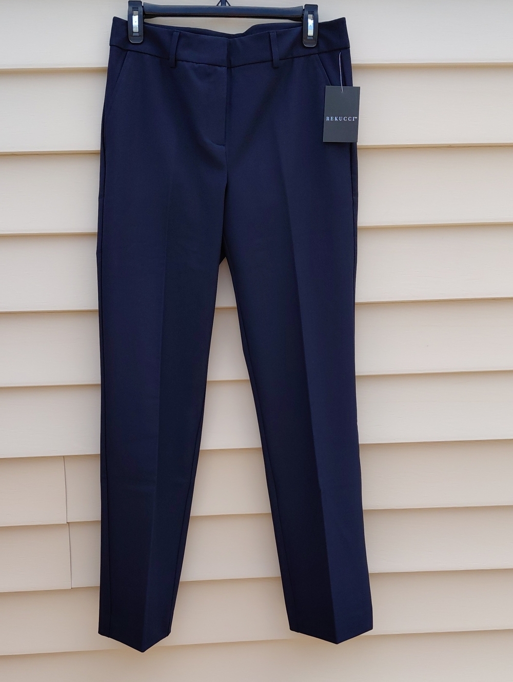 REKUCCI  Women's  Navy Smart Stretch Straight Leg Dress Pants Size 6